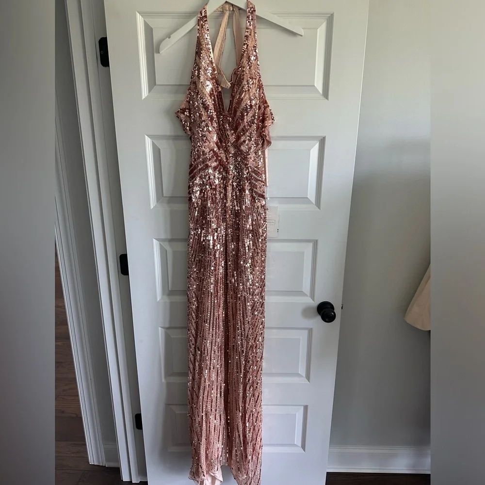 Mac Duggal Blush Sequin Maxi Dress - Picture 5 of 10